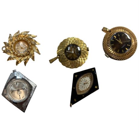 5 Vintage Clock Pendants