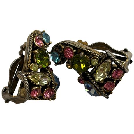 Pair Of Vintage Holly Crat 1957 Costume Jewelry Earrings