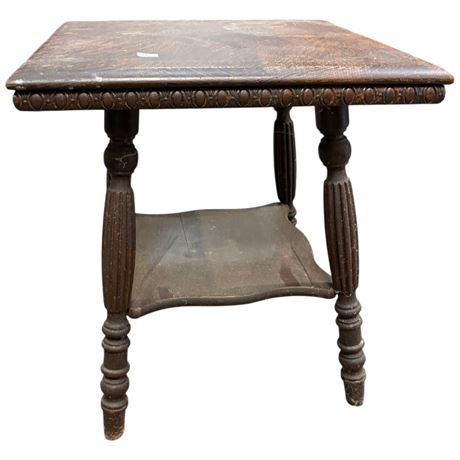 Vintage Carved Wood Side Table
