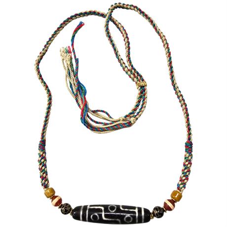 Tibetan 9 Eyes Dzi Bead Necklace