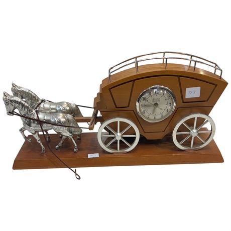Vintage Givraltar Precision Horse Drawn Carriage Mantle Clock