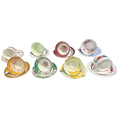 16 Assorted Tea Cups & Saucers, Aynsley, Paragon, Etc..