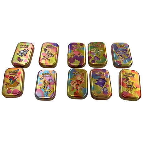 Assorted Pokemon Tins Full Of Cards