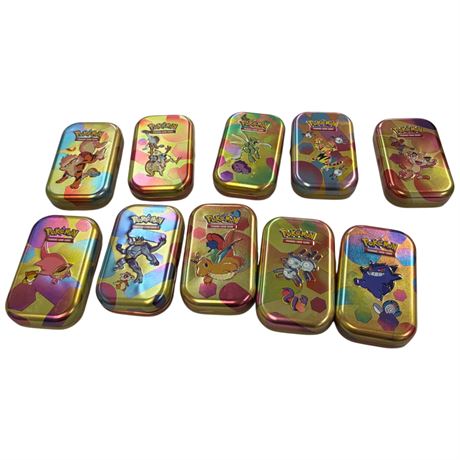 Assorted Pokemon Tins Full Of Cards