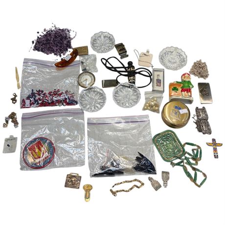 Assorted Collectibles, Costume Jewelry, Belt Buckles, Watch, Etc..