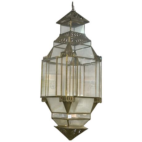 Large Vintage Brass & Glass Terrarium