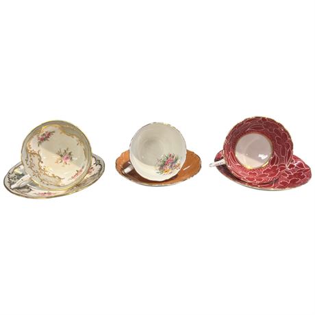 3 Coalport Tea Cups & Saucers