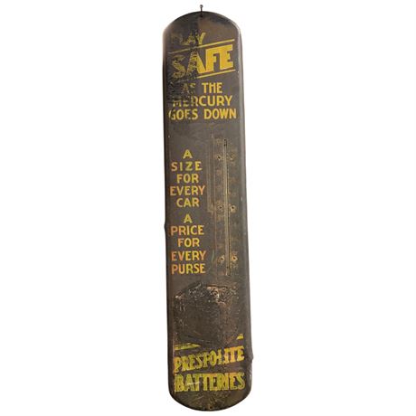 Vintage Play Safe Prestolite Batteries Thermometer