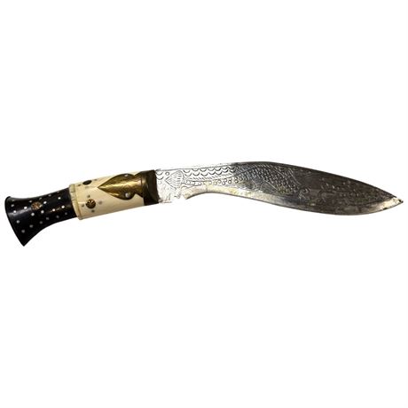 Vintage Bone Handled Engraved Kukri