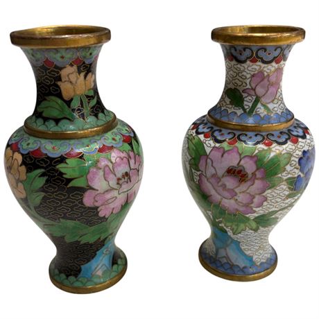 2 Vintage Cloisonne Vases