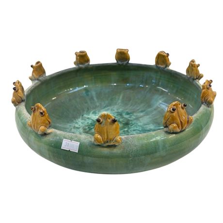 Large Vintage Majolica Frog Planter