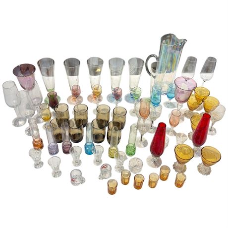 Large Assortment Of Collectible Colored Glasses