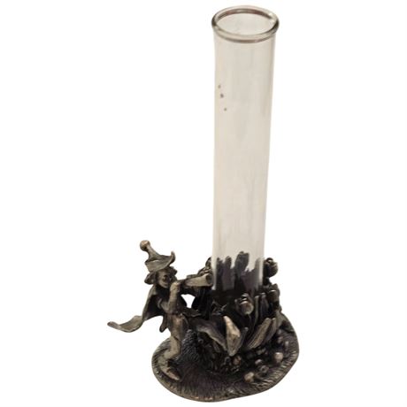 Vintage Pewter Pied Piper Flower Holder