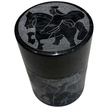 Etched Stone Tobacco Jar
