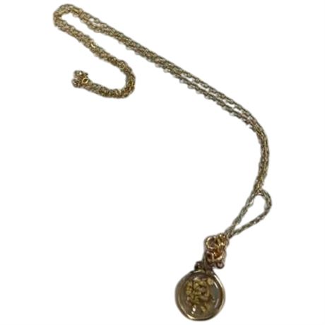 14Kt Gold Chain With Gold Nugget Shaker Pendant Full Of Gold Flakes