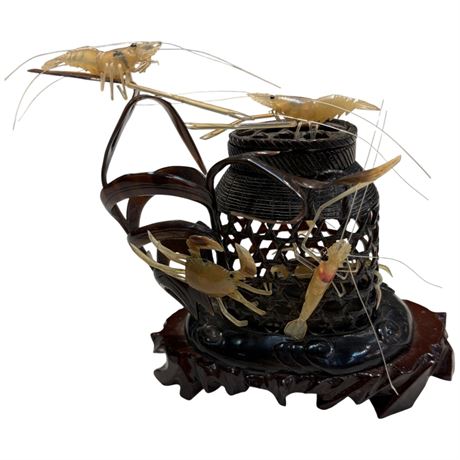 Vintage Carved Bone Crab Trap