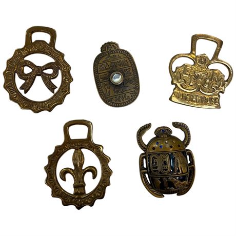 3 Vintage Watch Fobs & Gemmed Scarab