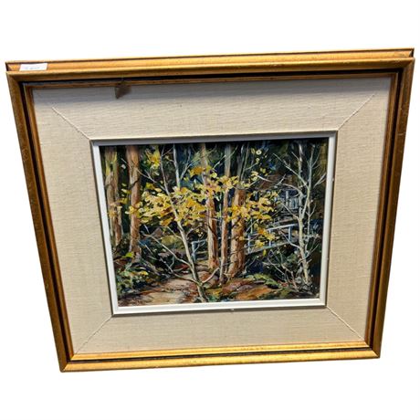 Framed Oil On Board Of Forest Cottage Scene By Laurie Thompson