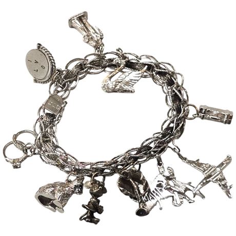 Sterling Silver Charm Bracelet With Silver Charms