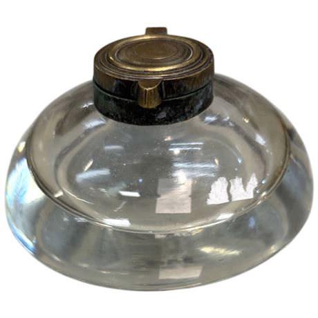 Vintage Glass Brass Topped Inkell