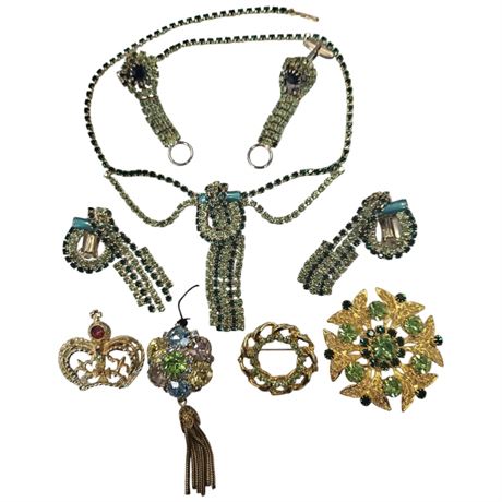 Assorted Vintage Costume Jewelry, 2 Uranium