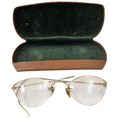Vintage Pair 12Kt Gold Filled Glasses, In Original Case