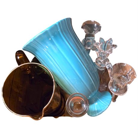Assorted Art Glass Vases And Candleholders