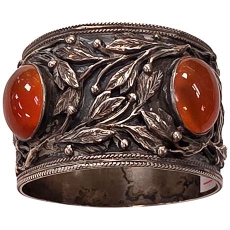 Sterling Silver Leaf And Berry Napkin Ring