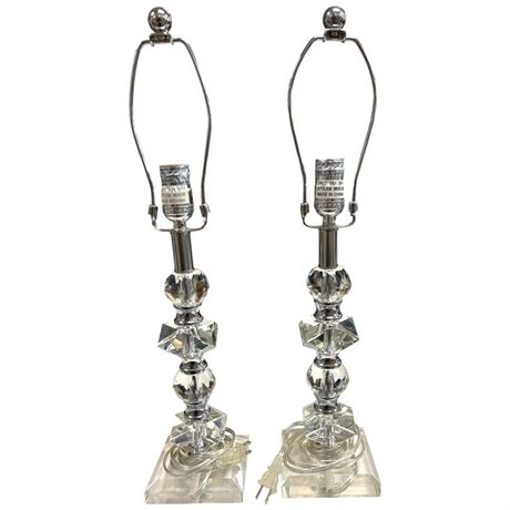 2 Trident Home Clear Faceted Table Lamps