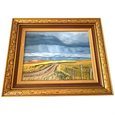 Signed W.R. Read Storm Landscape Painting On Board