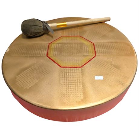 Painted Hide Drum With Beater