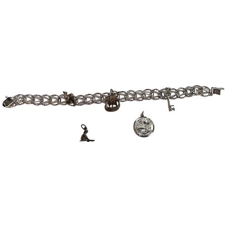 Sterling Silver Charm Bracelet With Loose Charms