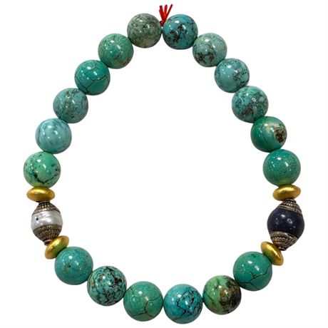 Sino-Tibetan Crude Turquoise Beads Bracelet