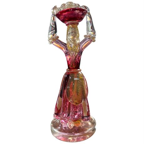 Murano Pink And Gold Art Glass Lady