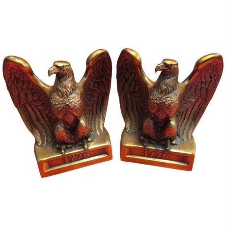 2 Brass Patriotic Eagle 1776 Bookends