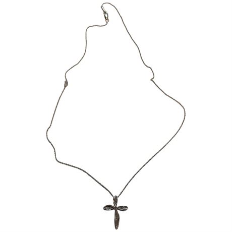 .925 Silver Clear Stone Cross Pendant Necklace