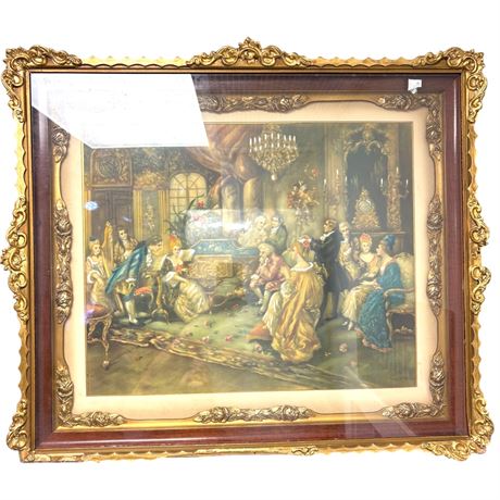 Framed Victorian Parlor Scene Print