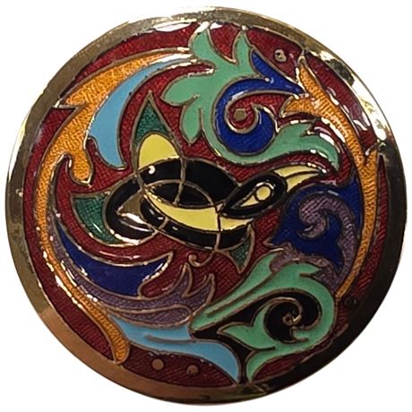 Vintage Tara Ware Dublin Enamel Brooch With Celtic Design