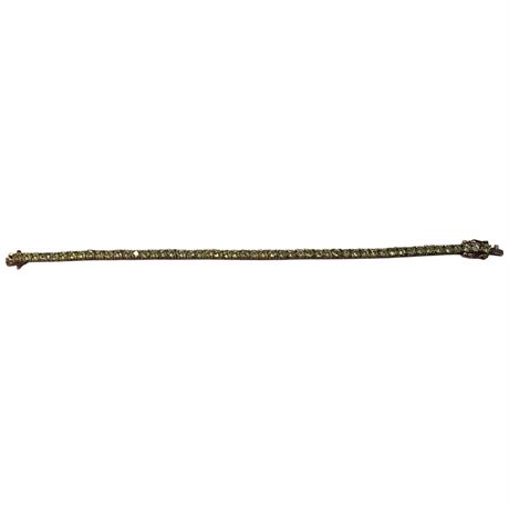 .925 Sterling Silver Green Stone Tennis Bracelet