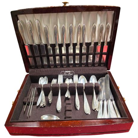 Assorted Silverplate Flatware In Wooden Case