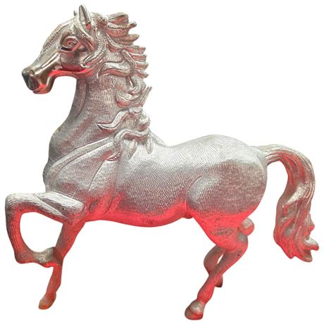 Large Solid Aluminium Rearing Horse Figurine