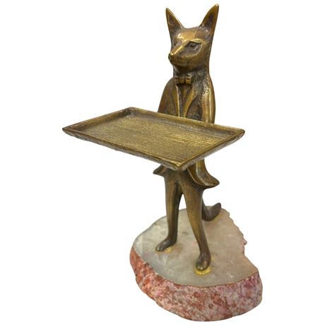 Brass Fox Butler Tray Figurine