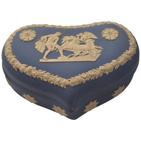 Wedgwood Blue Jasperware Heart Trinket Box