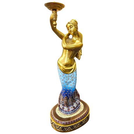 Brass & Cloisonne Figural Statue
