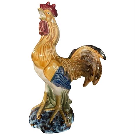 Large Glazed Ceramic Rooster Figure