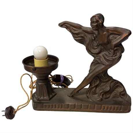 Art Deco Bronze Figural Dancer Table Lamp