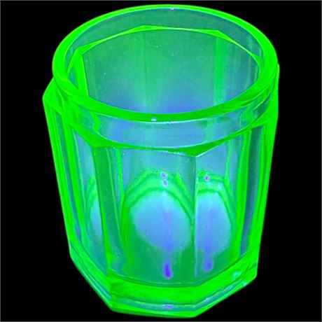 Vintage Uranium Glass Faceted Toothpick Holder