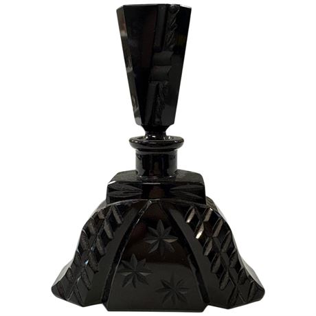 Black Glass Perfume Bottle With Stopper