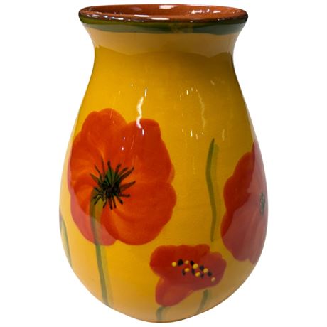 Glazed Ceramic Red Poppy Vase