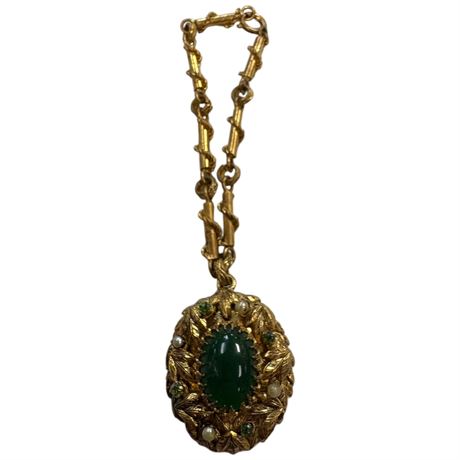 Vintage Gold-Tone Leaf Pendant Watch Fob